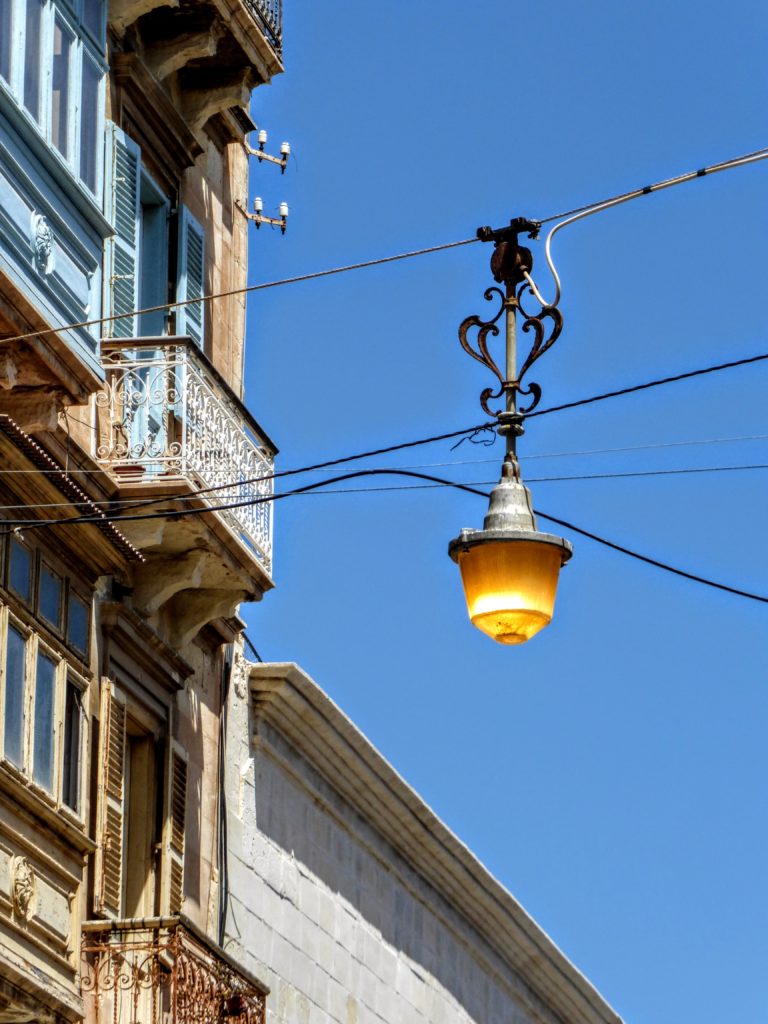 Overhead streetlamp, Valletta, Malta