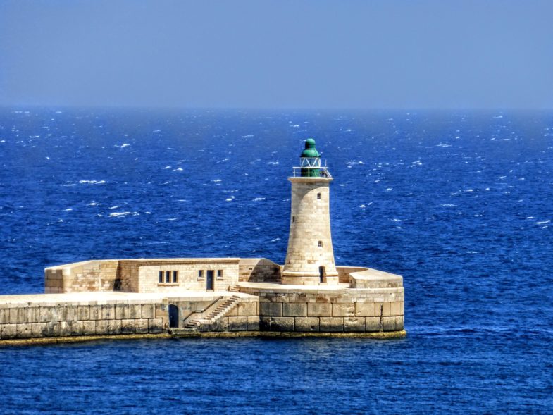 Breakwater and lighthouse, Grand Harbour, Valletta, Malta